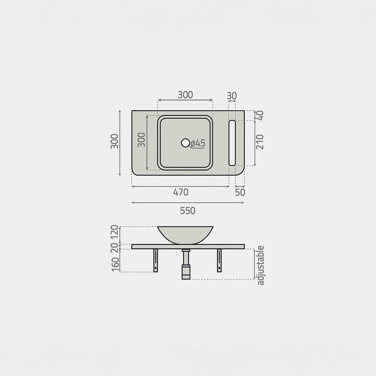 Lavabo con encimera integrada Oregón - Thebath