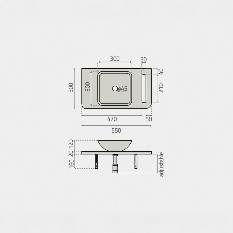 Lavabo con encimera integrada Oregón