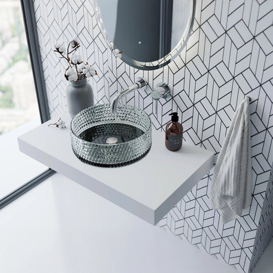 Lavabo de cristal con base negra - Thebath