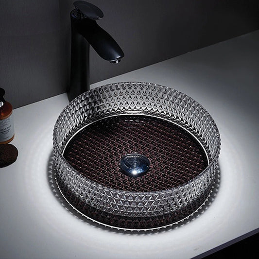 Lavabo de cristal con base negra