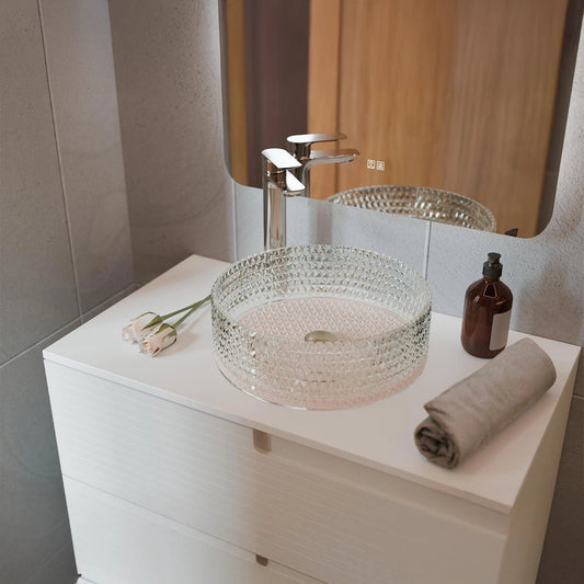Lavabo de cristal rosado - Thebath
