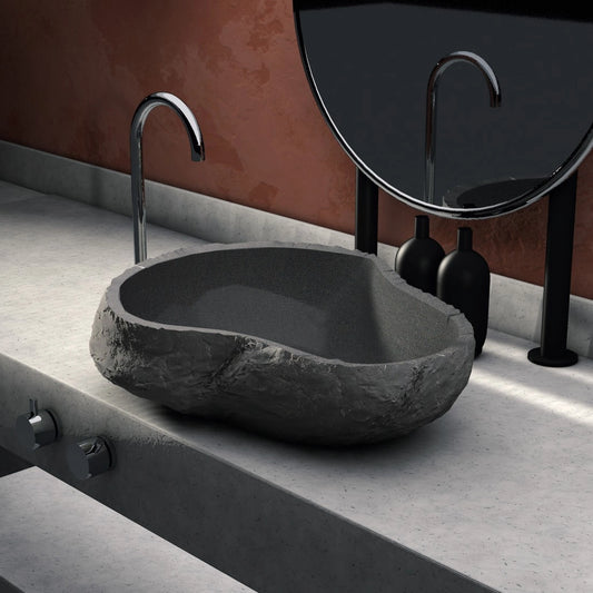 Lavabo de piedra de rio Akutan