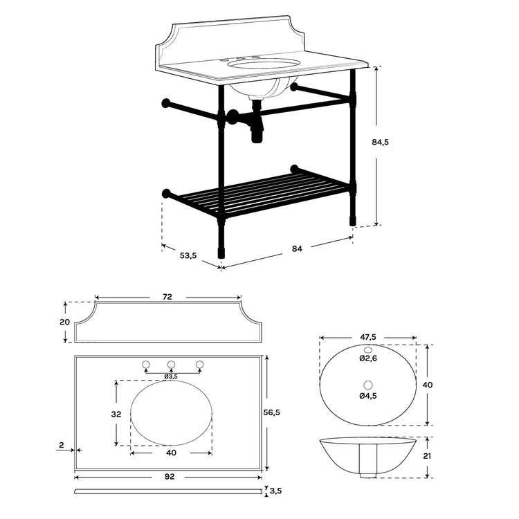 Lavabo mármol blanco Avora