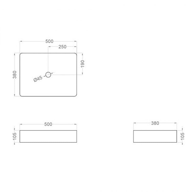 Lavabo rectangular sobre encimera Estambul