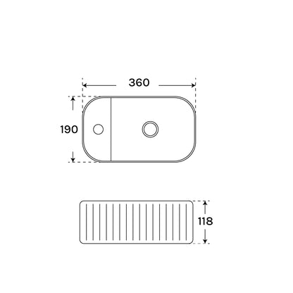 Lavabo rectangular sobre encimera Seul