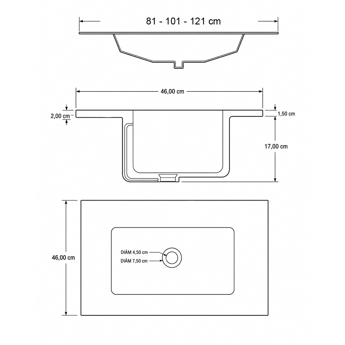 Lavabo sin agujero para grifo Aire - The Bath