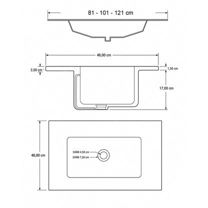 Lavabo sin agujero para grifo Aire - The Bath