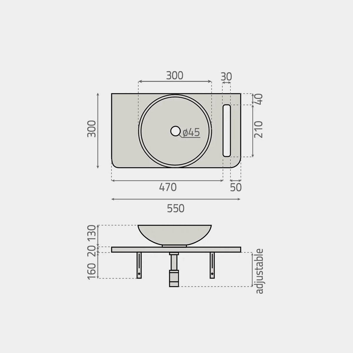 Lavabo sobre encimera pequeño Dakota - Thebath
