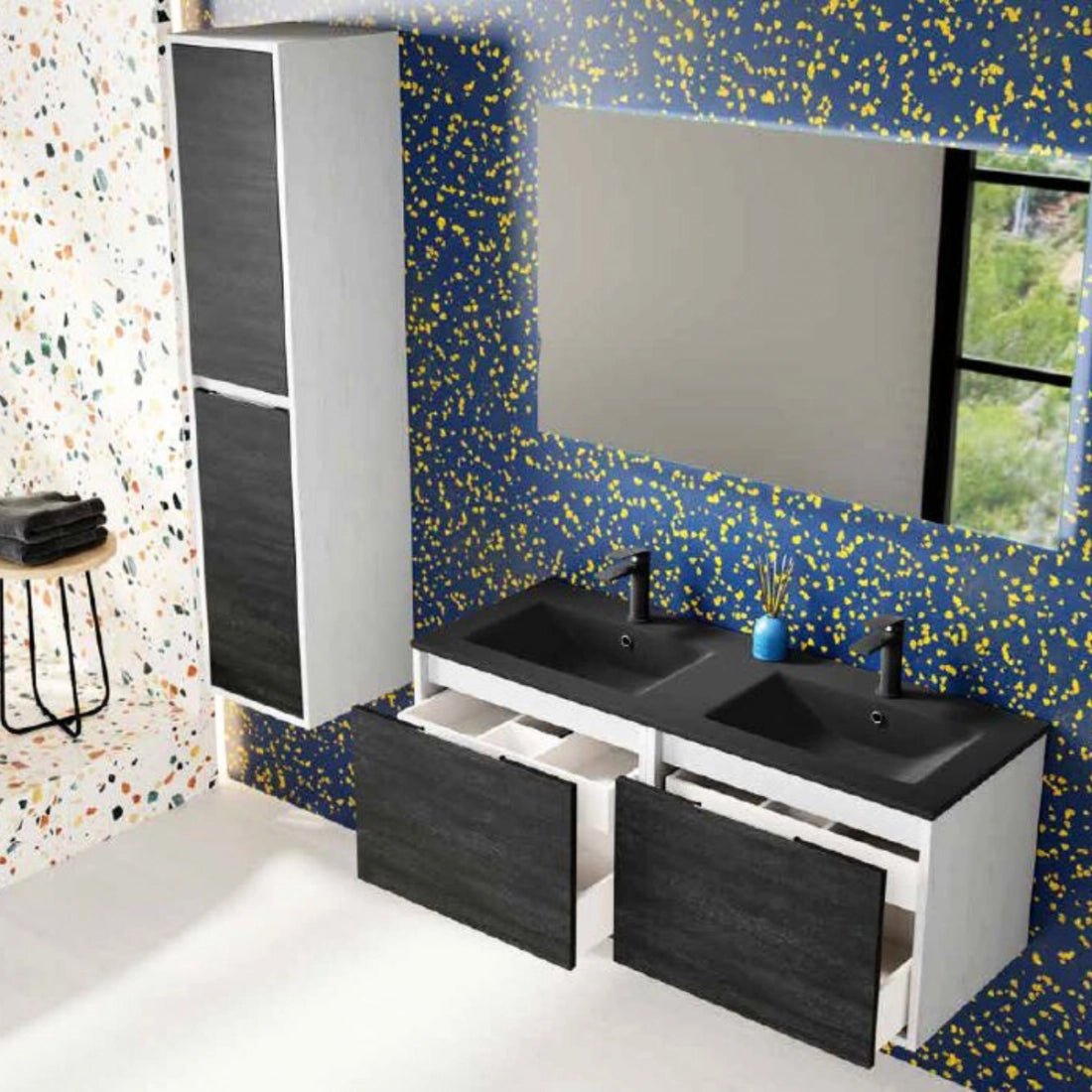 Lavabo sobre encimera porcelana 2 senos Vancouver negro
