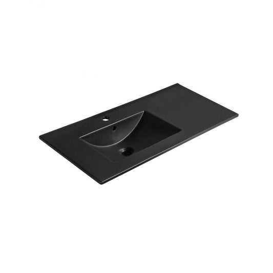 Lavabo sobre encimera porcelana seno desplazado Vancouver negro