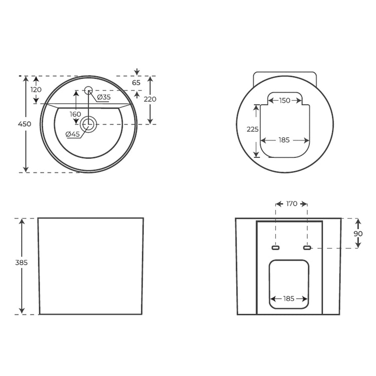 Lavabo suspendido negro mate Levi