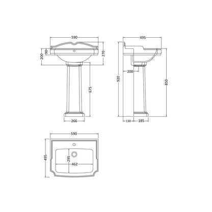 Lavabo vintage con pedestal York Style