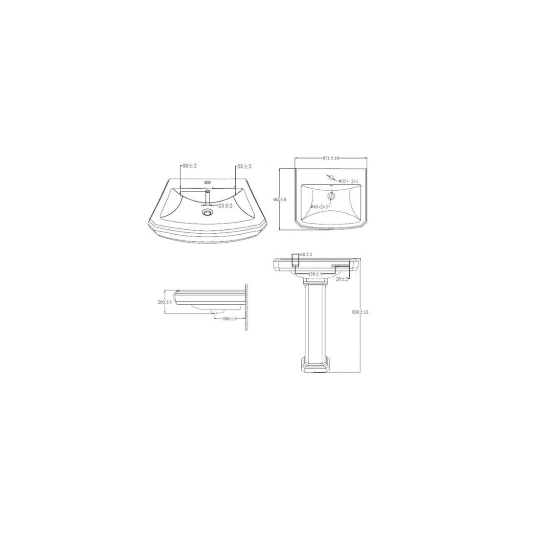 Lavabo vintage con pedestal York