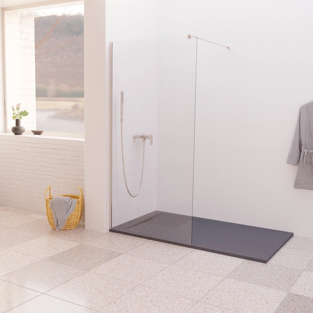 Mampara baño fija cromada Jaipur