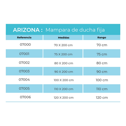Mampara de baño fija Arizona Negra