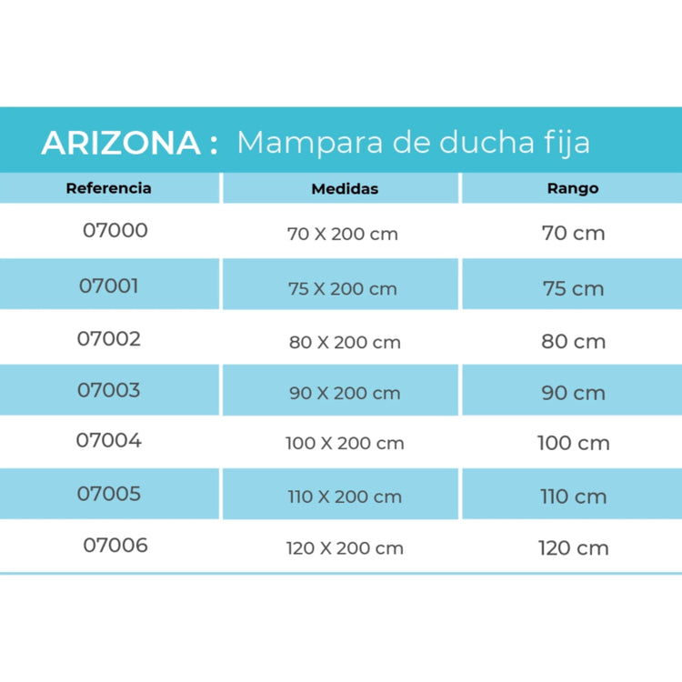 Mampara de baño fija Arizona Negra