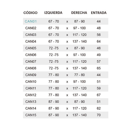 Mampara para ducha Rectangular Cancún