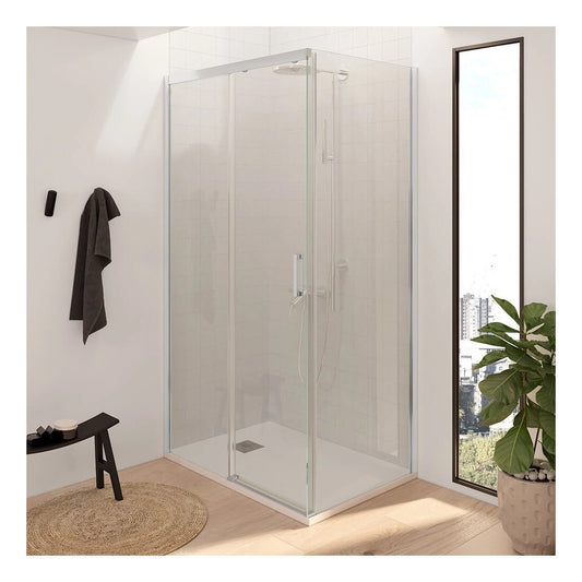 Mampara Sena rectangular 2 fijos + 1 puerta