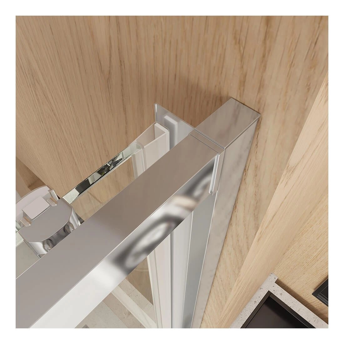 Mampara Sena rectangular 2 fijos + 1 puerta