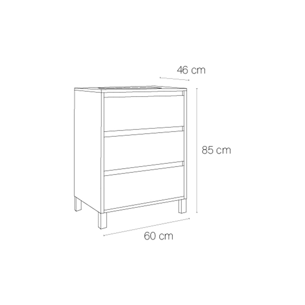 Mueble baño 3 cajones con patas Jade - Thebath