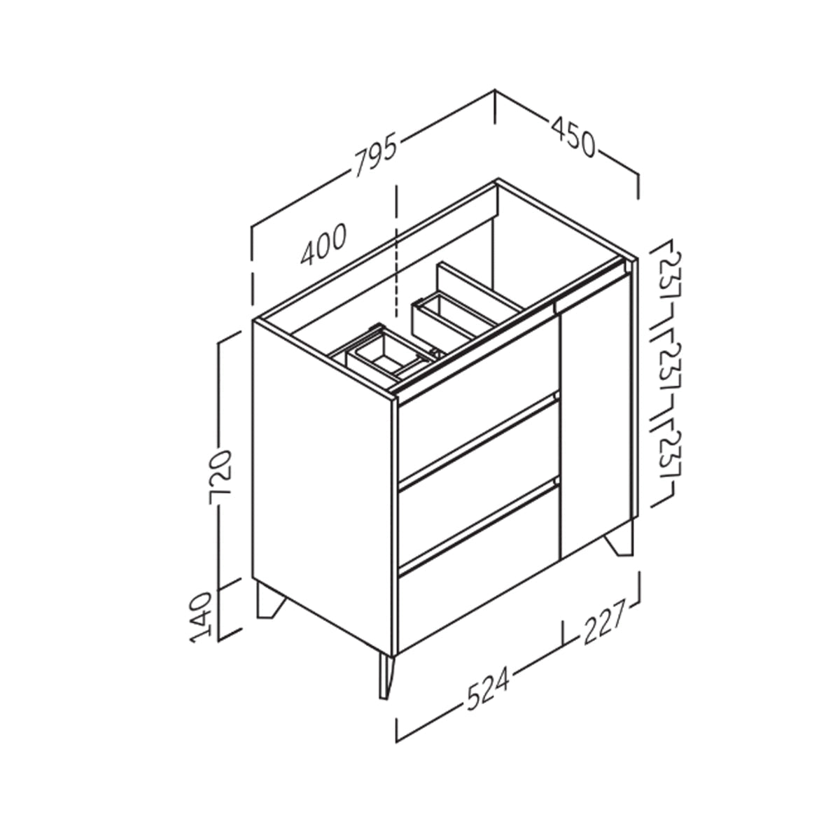 Mueble baño con cajones Cervino - The Bath
