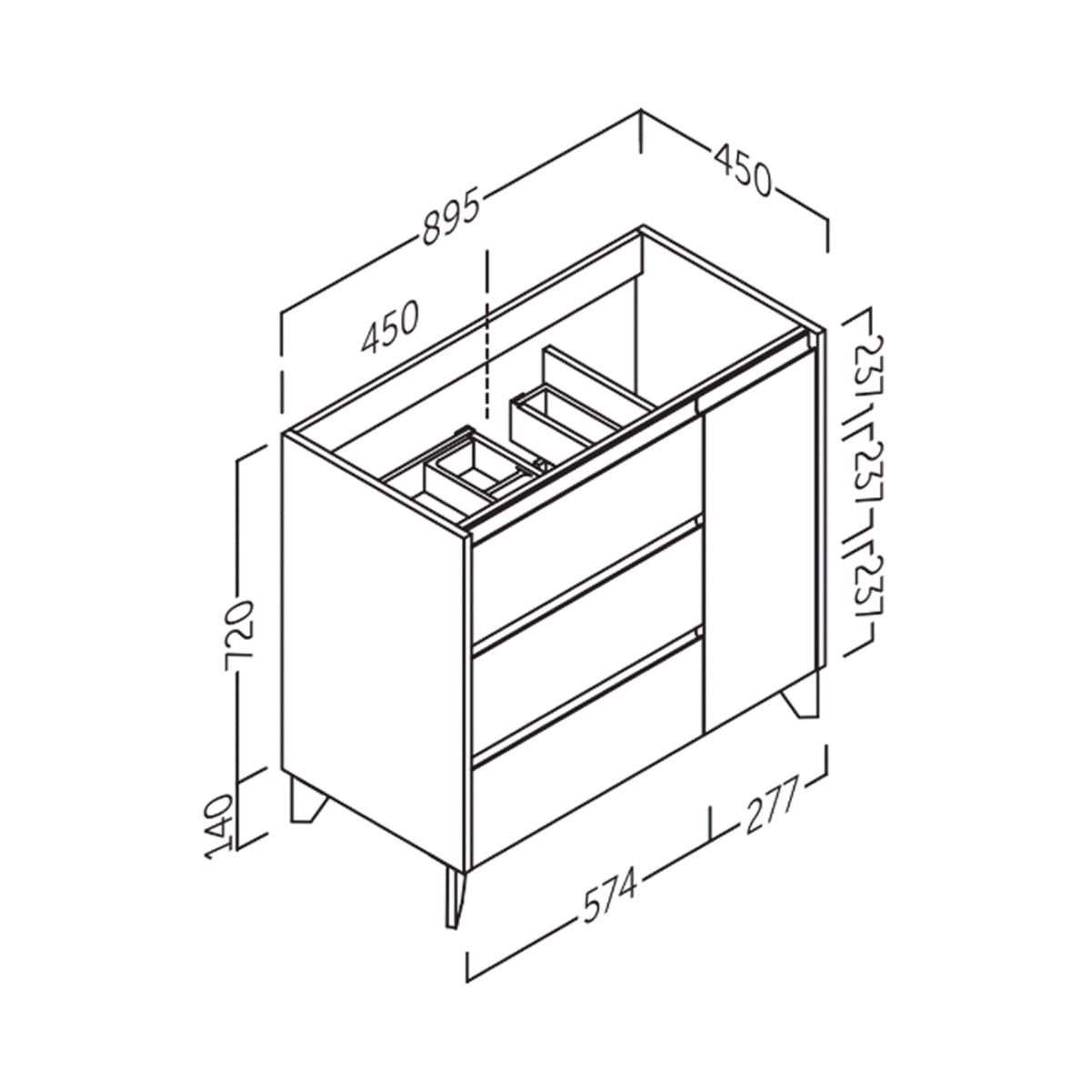 Mueble baño con cajones Cervino - The Bath