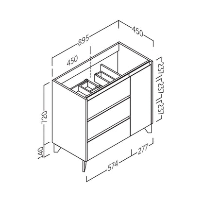 Mueble baño con cajones Cervino - The Bath