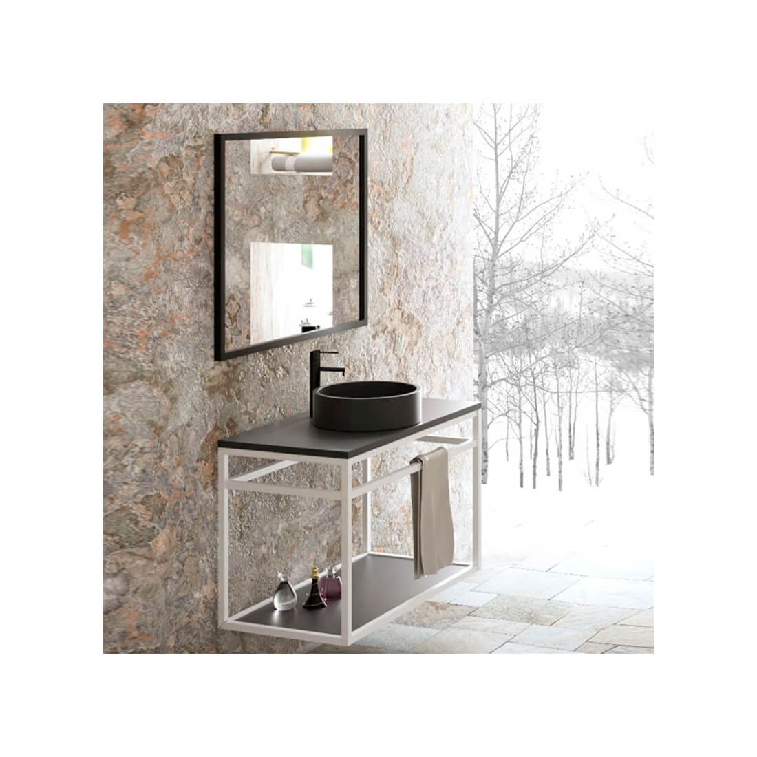 Mueble suspendido con toallero