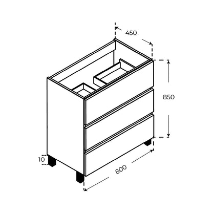 Mueble Triana con patas 80cm roble Outlet - The Bath