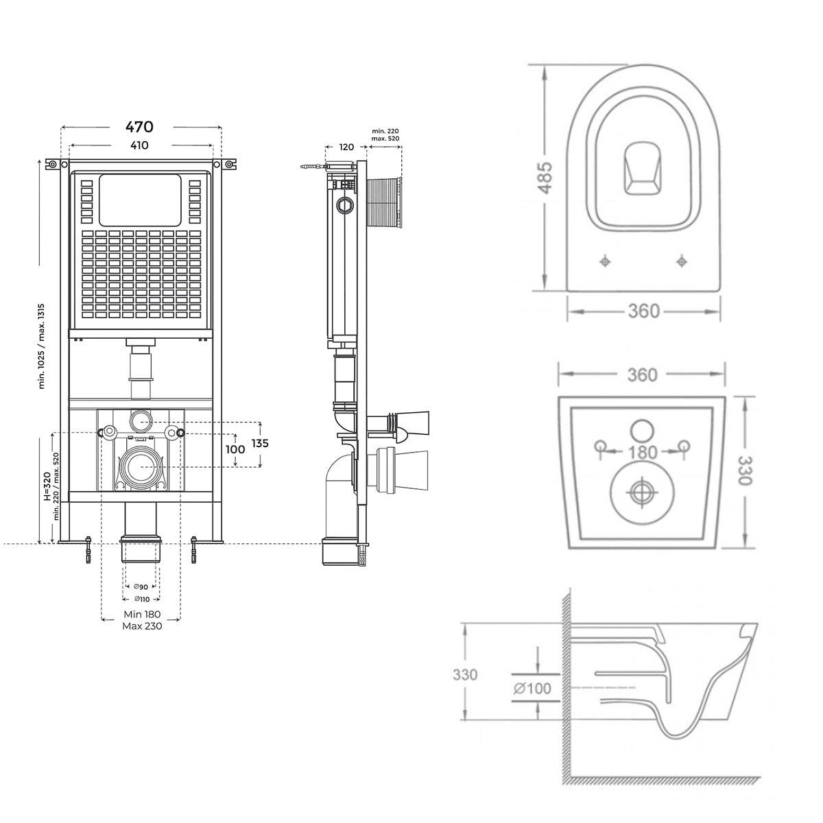 Pack cisterna empotrada suspendida + Inodoro Hada - The Bath
