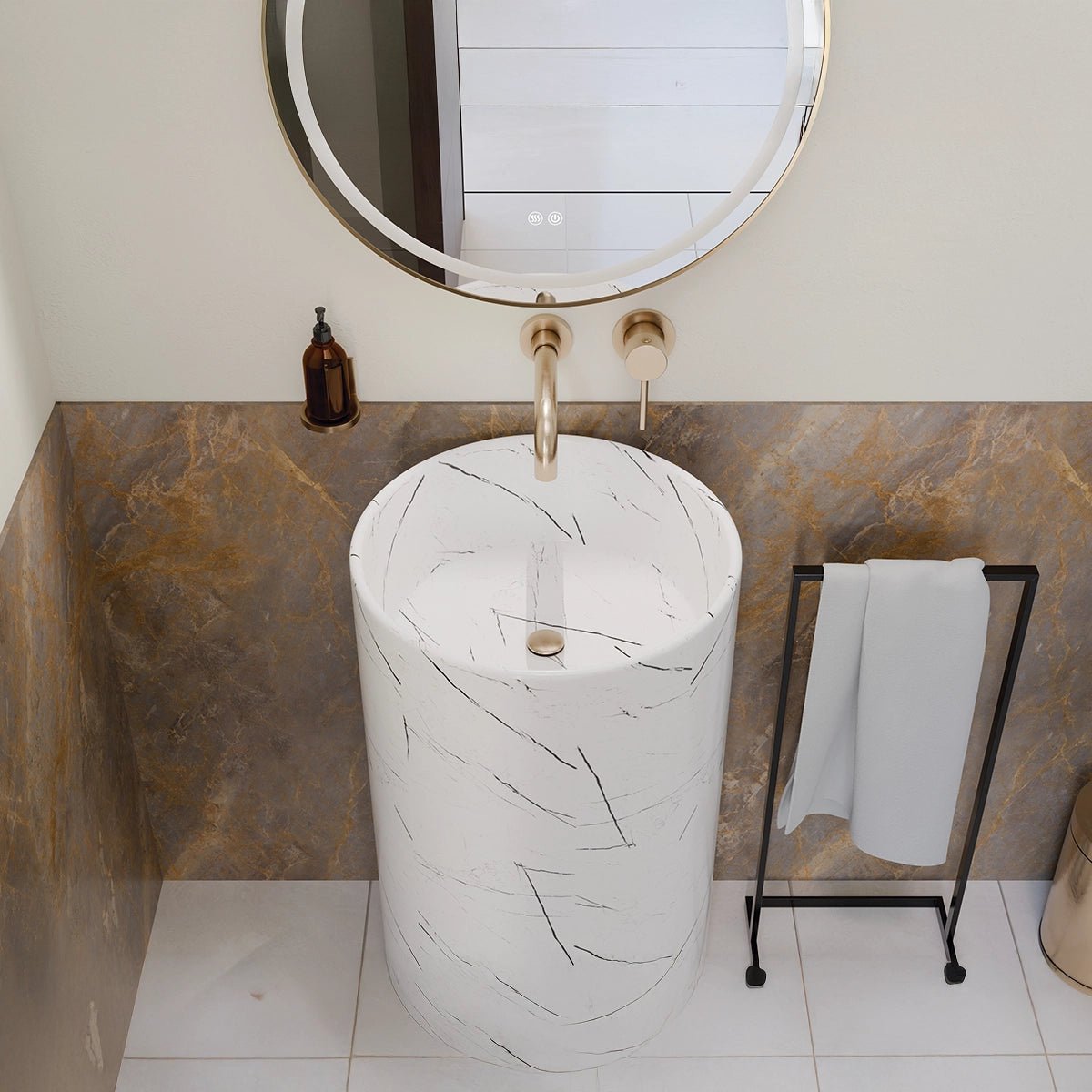 Pack Inodoro Blanco Marmolado + Lavabo Blanco Marmolado Líjar - Thebath
