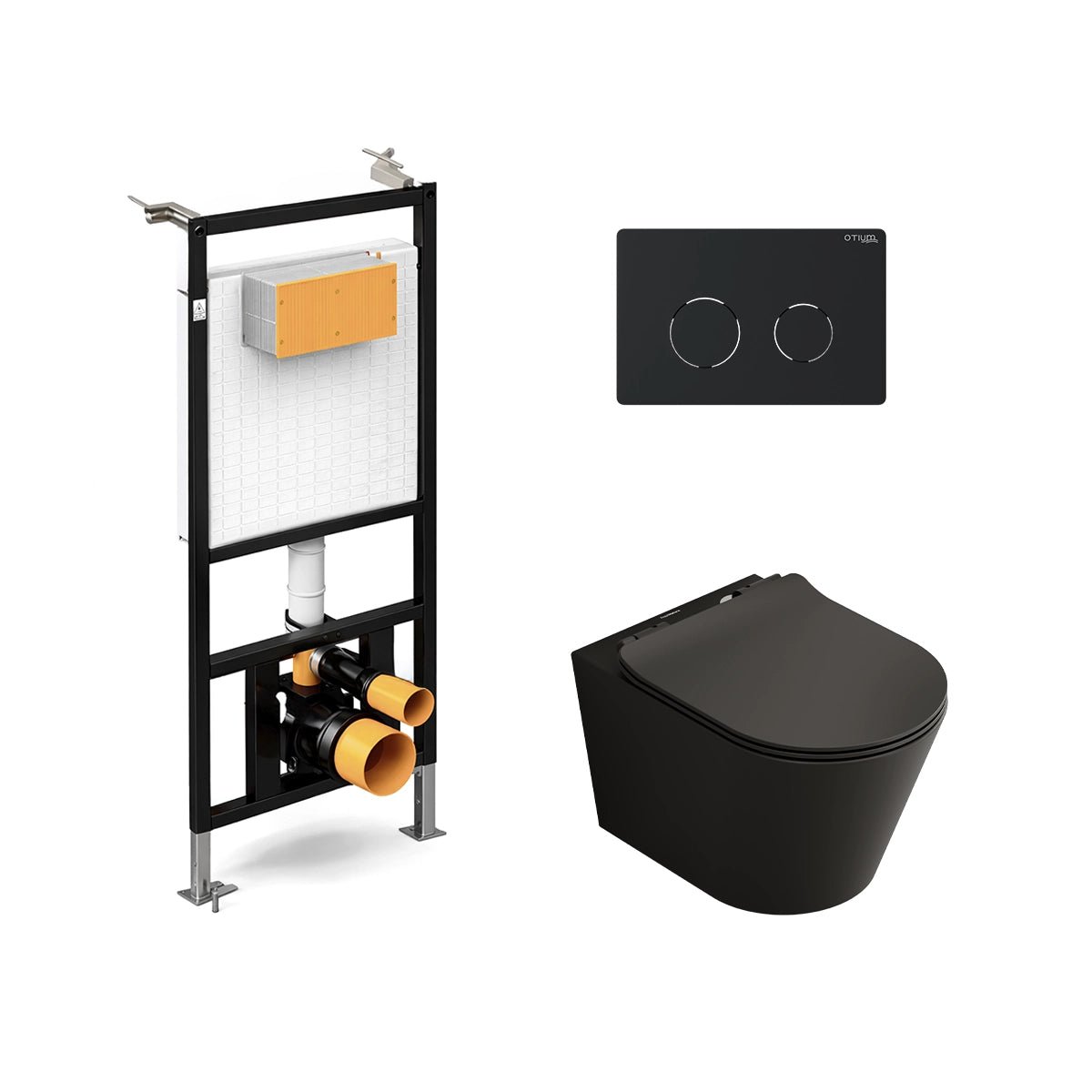 Pack inodoro Bolonia negro mate + cisterna empotrada suspendida - The Bath