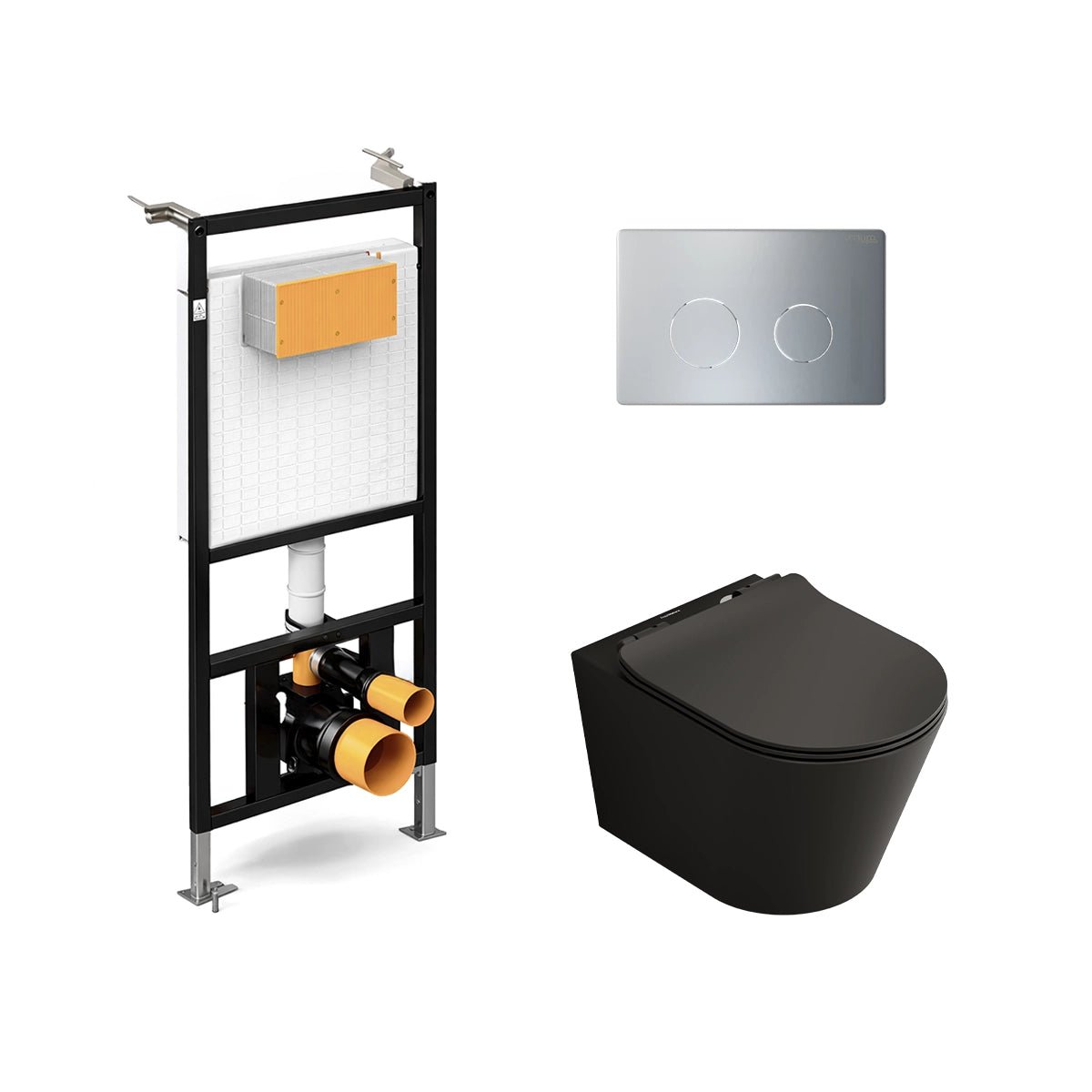 Pack inodoro Bolonia negro mate + cisterna empotrada suspendida - The Bath