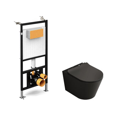 Pack inodoro Bolonia negro mate + cisterna empotrada suspendida - The Bath