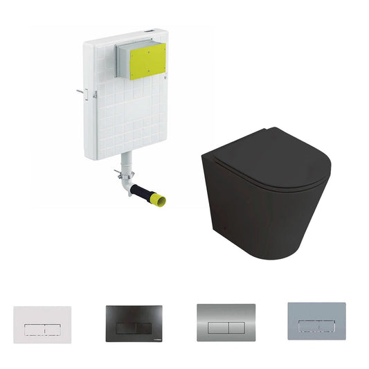 Pack inodoro compacto Bolonia + cisterna empotrada negro mate - The Bath