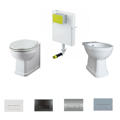 Pack inodoro compacto York Style + Cisterna empotrada compacta + Bidet York - The Bath