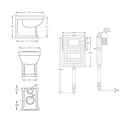 Pack inodoro compacto York Style + Cisterna empotrada compacta - The Bath