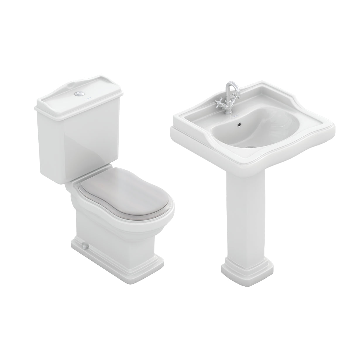 Pack inodoro con tapa madera + Lavabo Atenas - The Bath