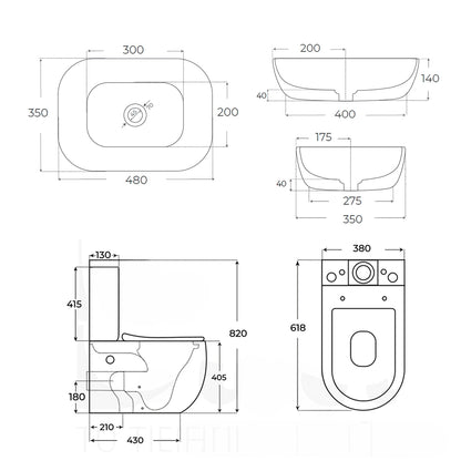 Pack inodoro Gales + lavabo ovalado Yaco - The Bath