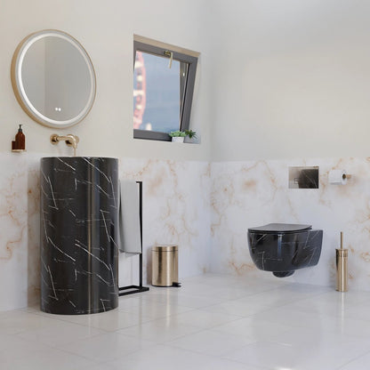 Pack Inodoro + Lavabo Negro Marmolado Líjar - Thebath