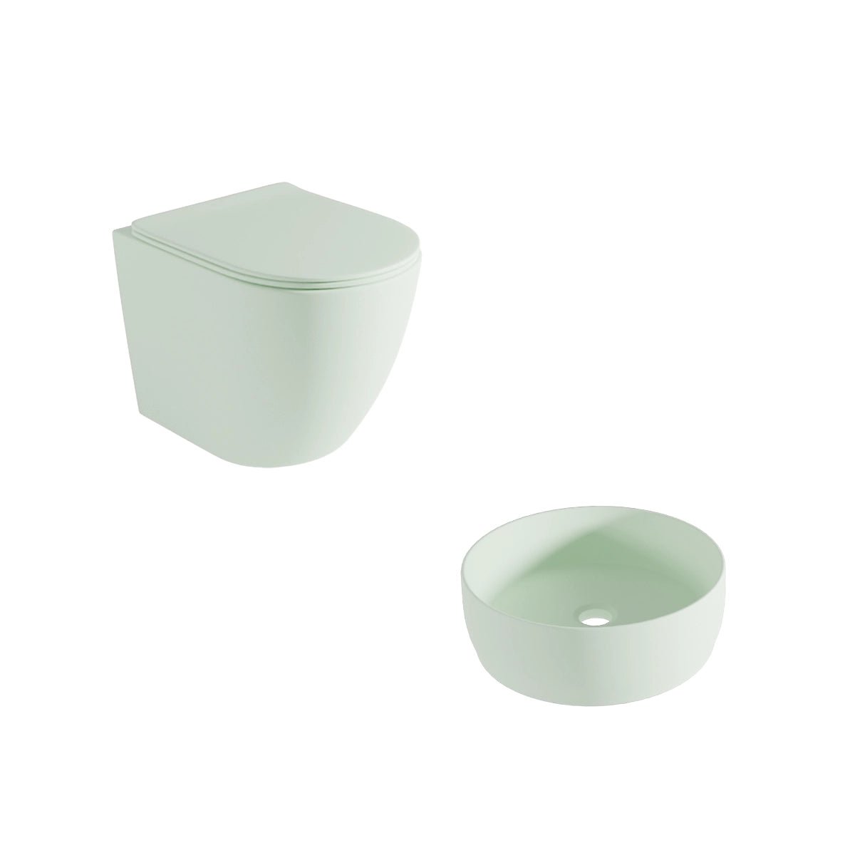 Pack Inodoro + Lavabo Redondo Verde Menta Jana - Thebath