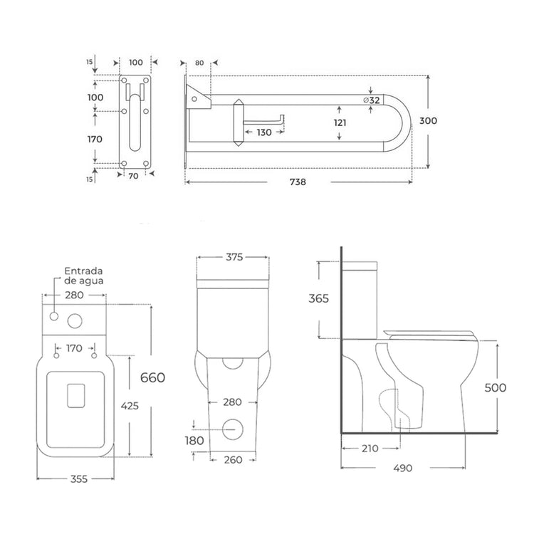 Pack inodoro oslo PMR + barra abatible