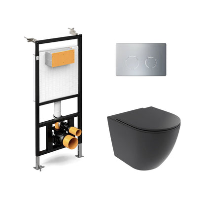 Pack inodoro suspendido Elba negro mate + cisterna empotrada - The Bath