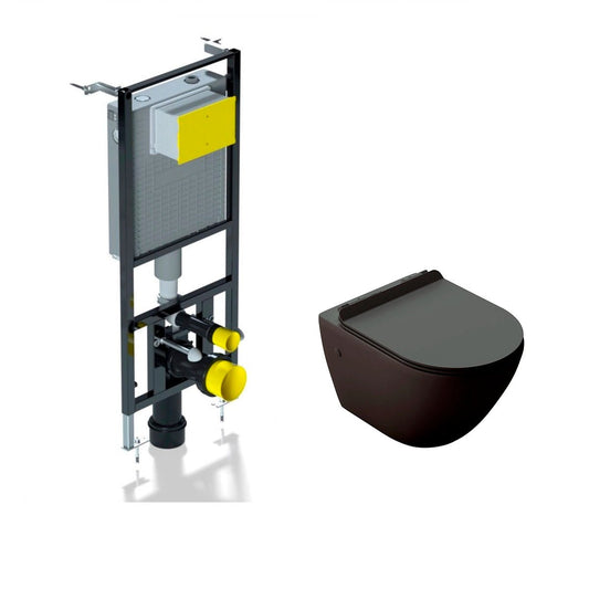Pack inodoro suspendido negro mate + cisterna empotrada - Thebath
