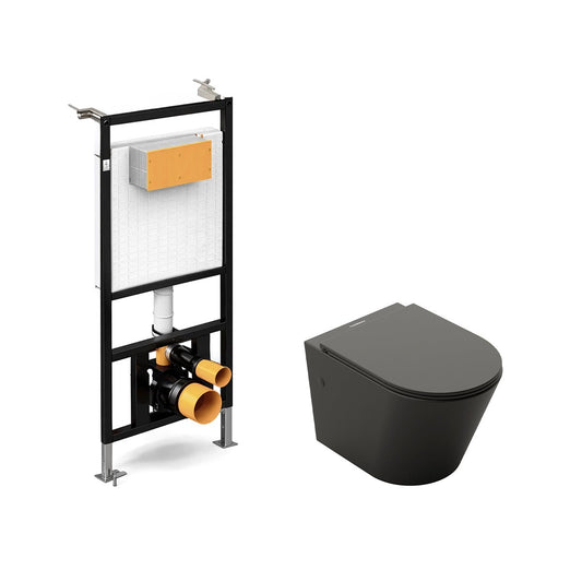 Pack inodoro suspendido negro mate Venecia + cisterna empotrada - The Bath