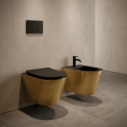 Pack inodoro y bidé suspendido Umbra Oro - Negro - The Bath