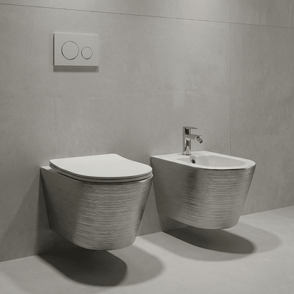 Pack inodoro y bidé suspendido Umbra Plata - Blanco - The Bath