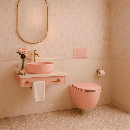 Pack Inodoro y Lavabo Redondo Rosa Jana - Thebath