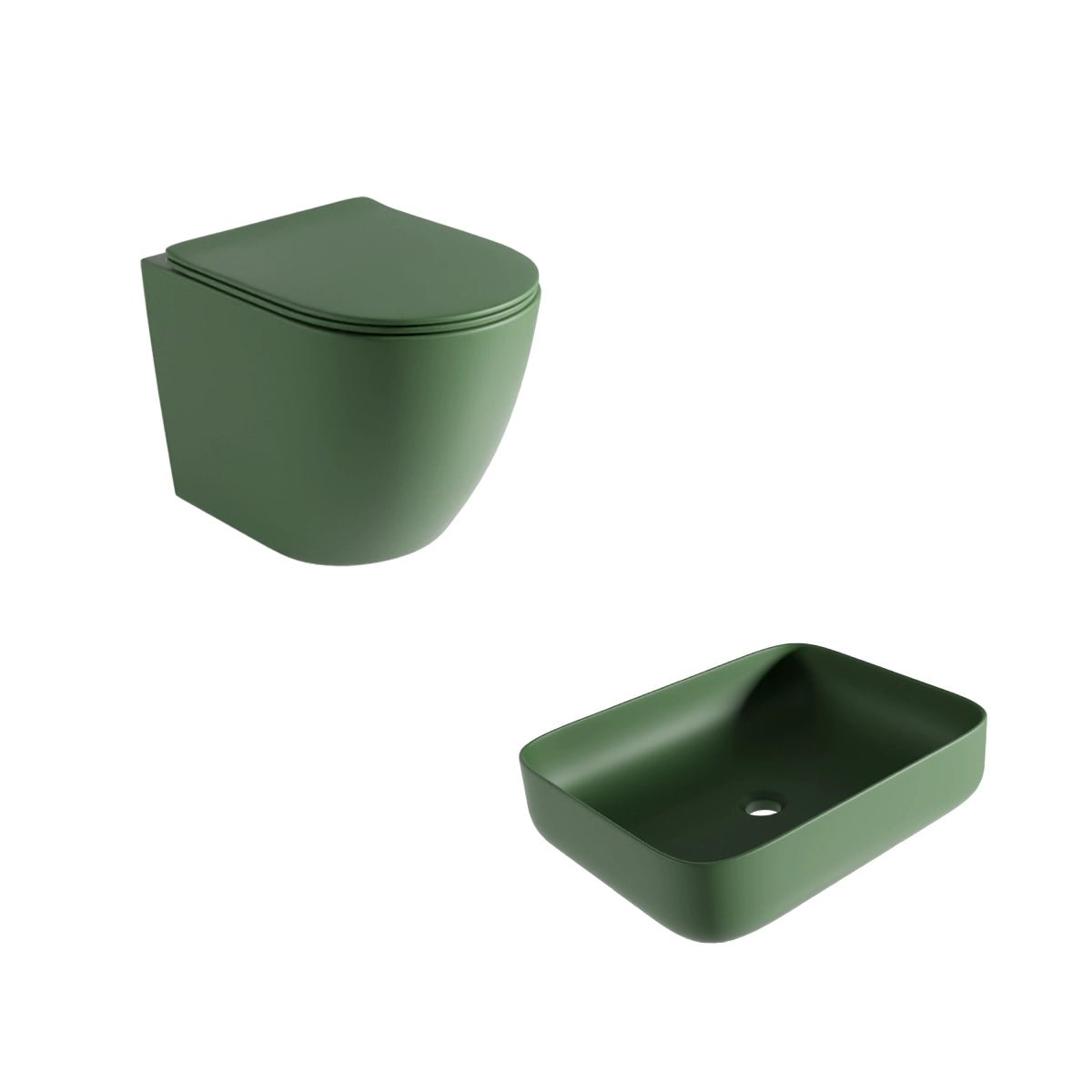 Pack Inodoro y Lavabo Verde Oscuro Jana - Thebath