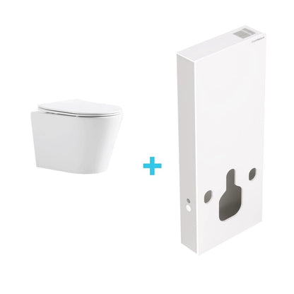 Pack inodoro suspendido Bolonia brillo + cisterna Empire blanca
